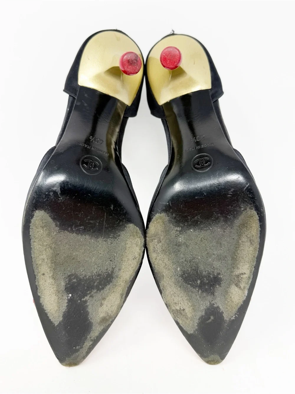 Chanel Allumette Matchstick D’Orsay Pumps Satin Heels Womens Size EU 40.5
